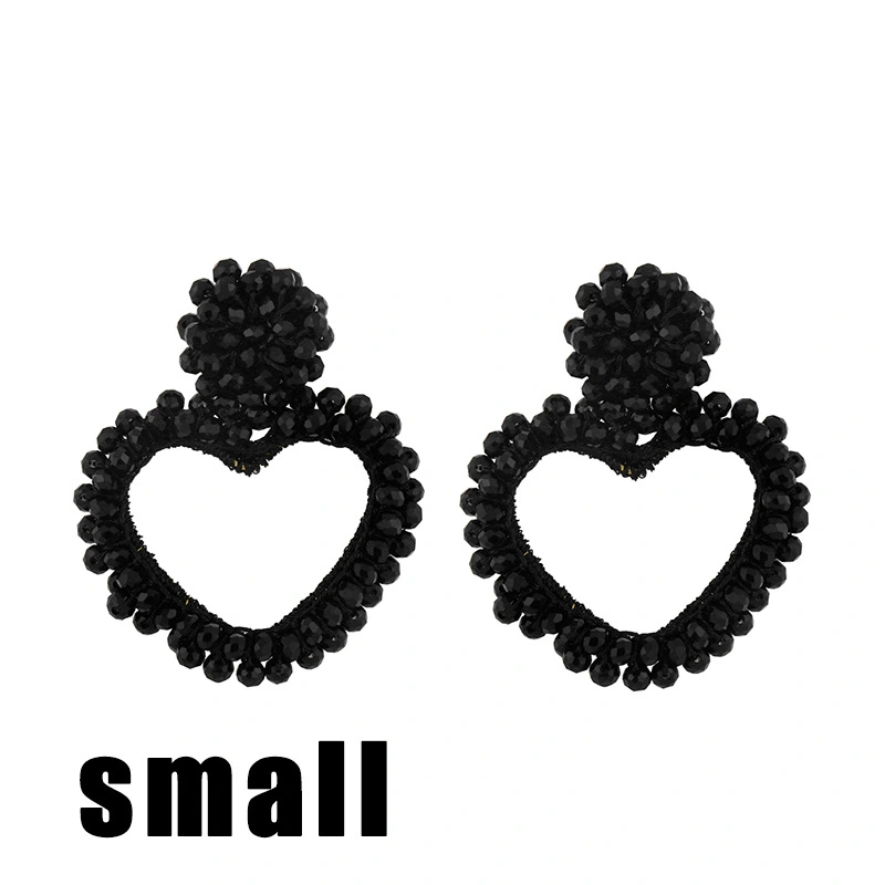 2023 autumn and winter new fashion heart-shaped earrings hand-woven rice beads peach heart earrings ear jewelry erv15