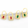 earrings European and American fashion creative personality lock earrings female micro inlaid color zircon ear jewelry erv12