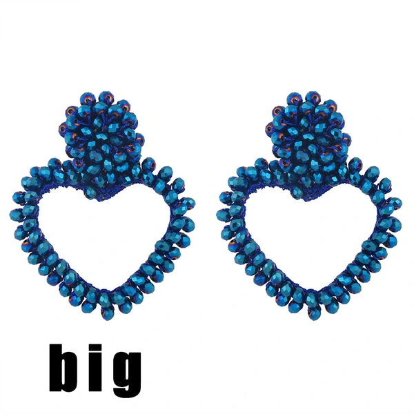 2023 autumn and winter new fashion heart-shaped earrings hand-woven rice beads peach heart earrings ear jewelry erv15