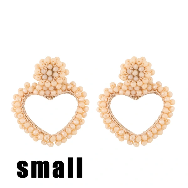 2023 autumn and winter new fashion heart-shaped earrings hand-woven rice beads peach heart earrings ear jewelry erv15