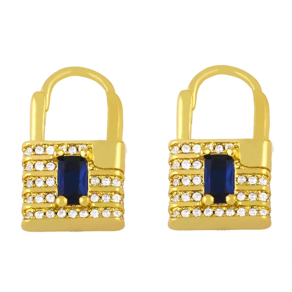 earrings European and American fashion creative personality lock earrings female micro inlaid color zircon ear jewelry erv12