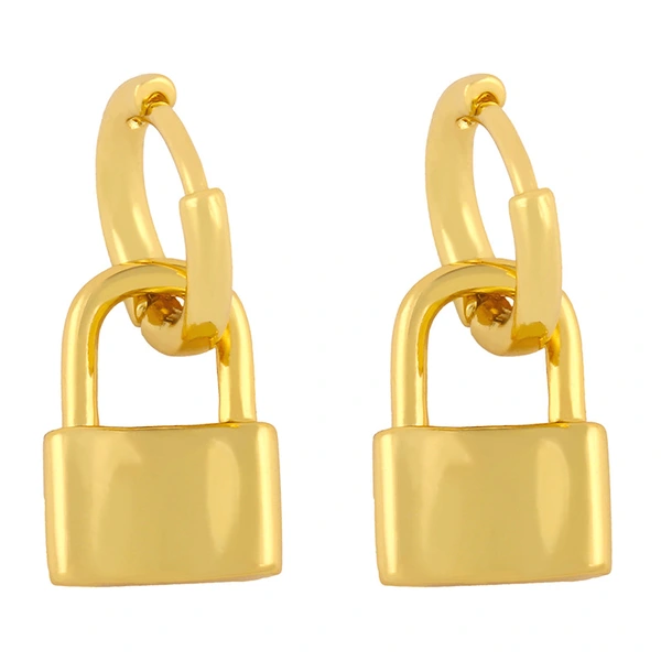 Clearance European and American new jewelry geometric popular personality earrings women's small lock-shaped smooth earrings erv22