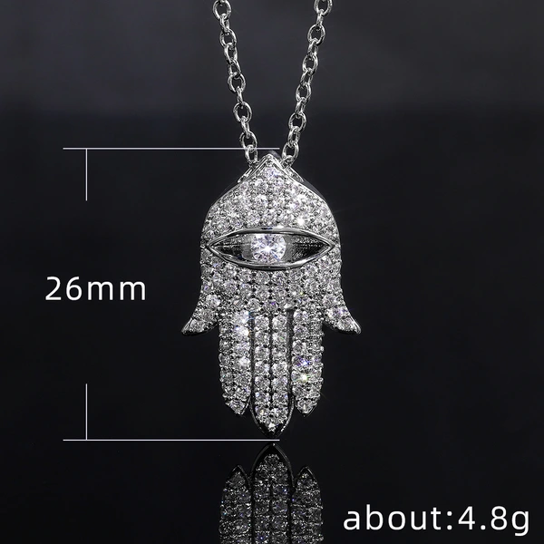 E-commerce new fashion Hand of Fatima hiphop micro-inlaid zircon pendant necklace jewelry sweater chain