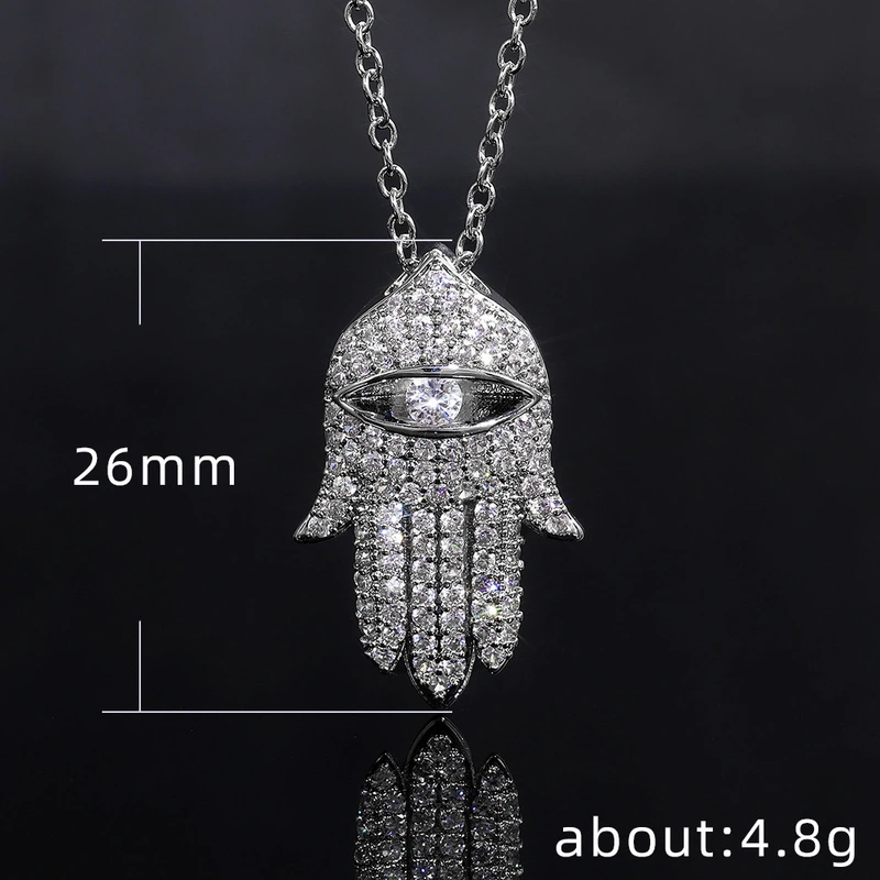 E-commerce new fashion Hand of Fatima hiphop micro-inlaid zircon pendant necklace jewelry sweater chain