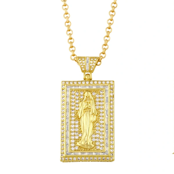 Clearance European and American clavicle chain cross Virgin Mary pendant necklace creative iron necklace nks35