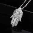 E-commerce new fashion Hand of Fatima hiphop micro-inlaid zircon pendant necklace jewelry sweater chain
