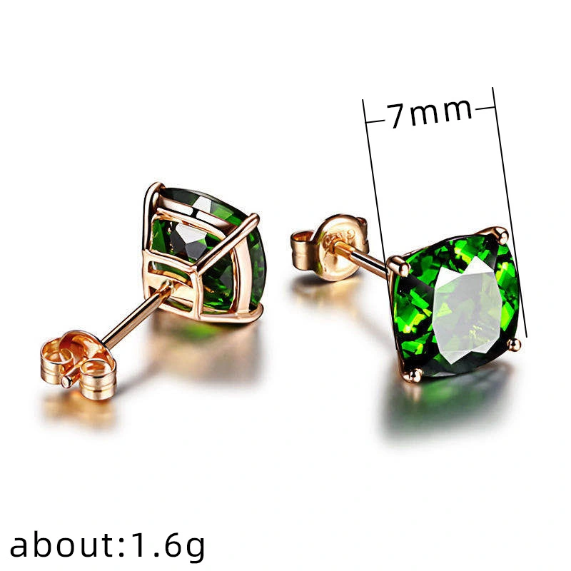 Hot selling personalized square earrings for women, Mori style all-match zircon earrings, hot selling wholesale