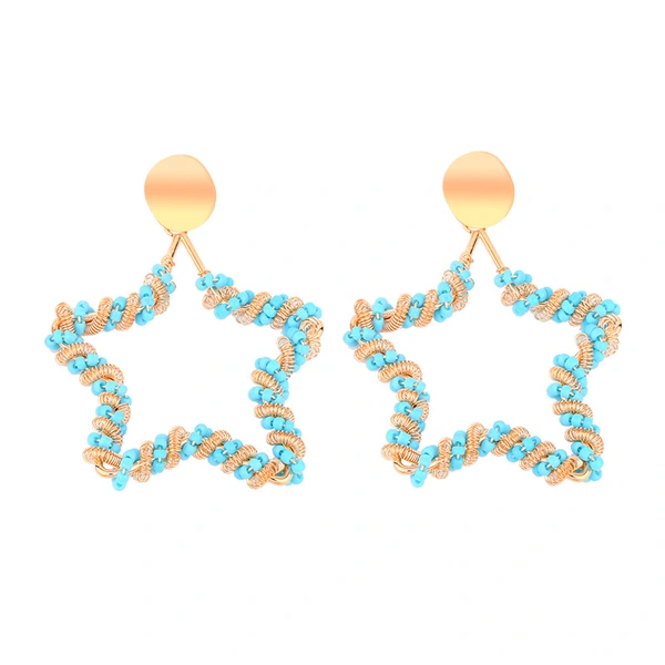 Clearance AS jewelry European and American fashion personality geometric hollow rice bead earrings Bohemian earrings earrings erv43