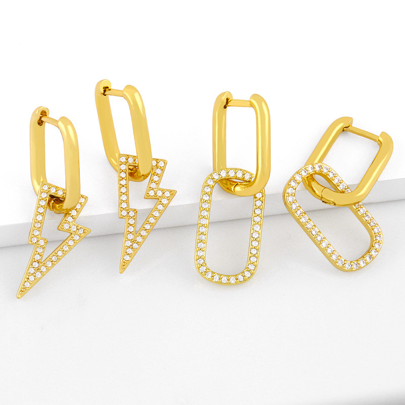 High-end European and American temperament Internet celebrity geometric earrings earrings female cold style simple diamond earrings earrings erv40