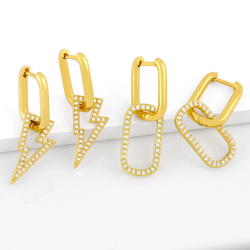 High-end European and American temperament Internet celebrity geometric earrings earrings female cold style simple diamond earrings earrings erv40