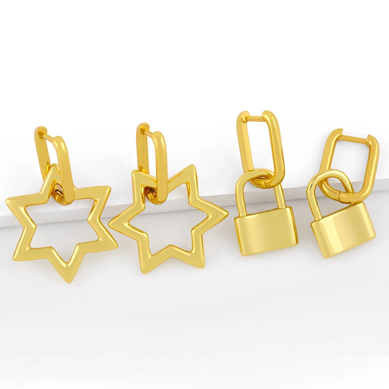 Clearance European and American exaggerated Internet celebrity lock earrings cold style metal earrings earrings retro earrings female erv45