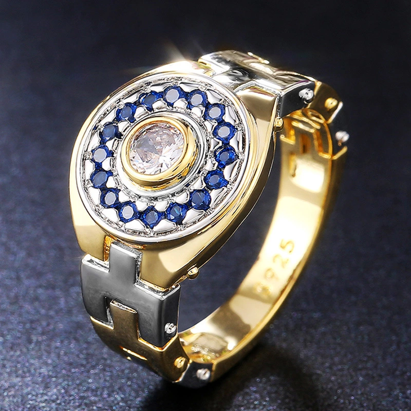 New e-commerce product: men's ring with zircon diamond strap, creative and fashionable hip-hop zircon ring jewelry