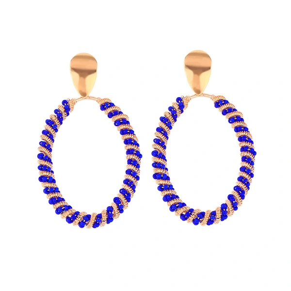 Clearance AS jewelry European and American fashion personality geometric hollow rice bead earrings Bohemian earrings earrings erv43
