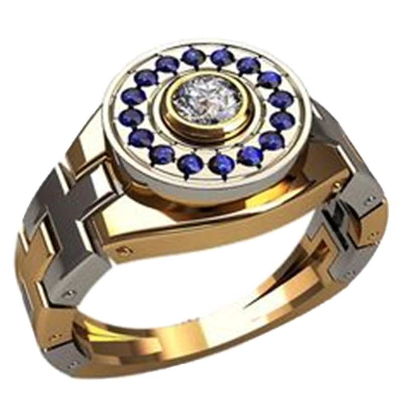 New e-commerce product: men's ring with zircon diamond strap, creative and fashionable hip-hop zircon ring jewelry