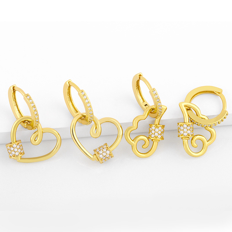 Clearance European and American high-end original design geometric peach heart earrings cold style personality earrings earrings erv60