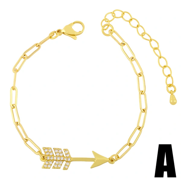 European and American minimalist cold style chain bracelet women's micro-inlaid zircon arrow bracelet net celebrity heart-shaped hand jewelry brc69