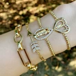 European and American minimalist cold style chain bracelet women's micro-inlaid zircon arrow bracelet net celebrity heart-shaped hand jewelry brc69