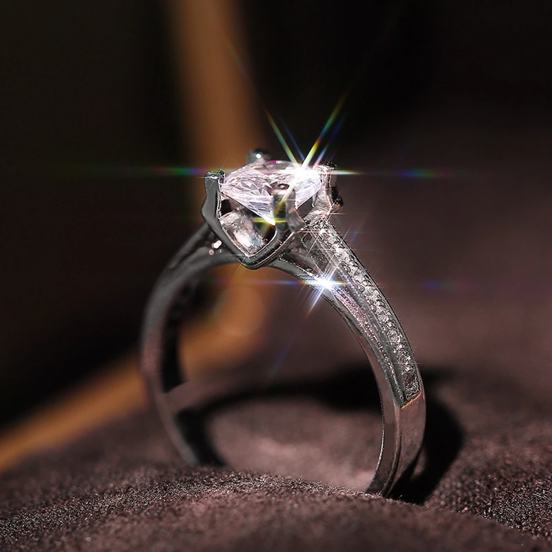 2021 New Accessories European and American Exquisite Luxury Zircon Women's Ring Copper Plated Silver Micro-inlaid Ring Wholesale