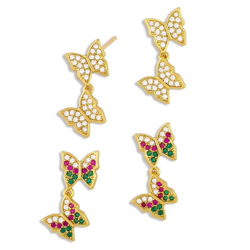 Clearance tide Korean earrings earrings zircon butterfly earrings earrings girls simple versatile jewelry wholesale erv76
