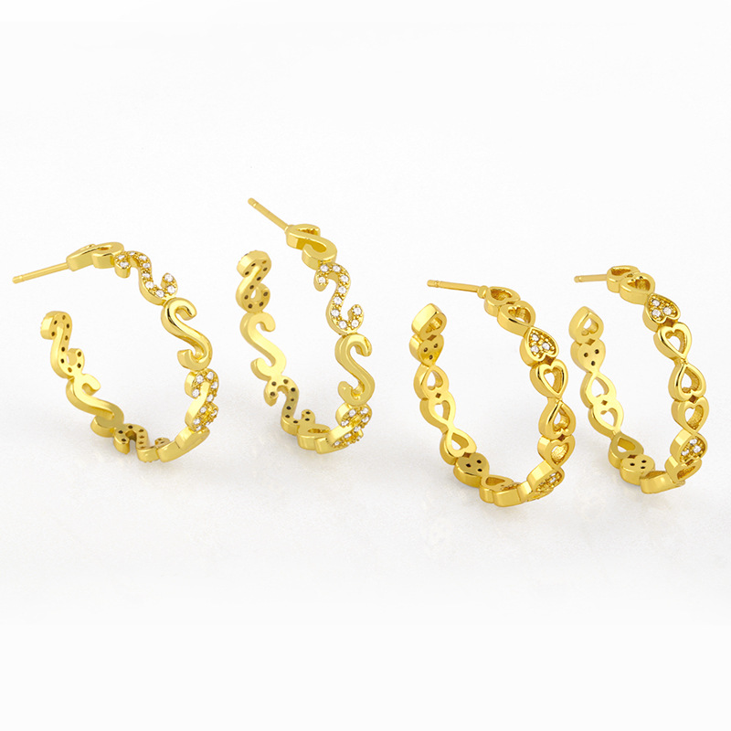 Clearance European and American simple large earrings earrings female cold style geometric C-shaped diamond earrings earrings female erv61