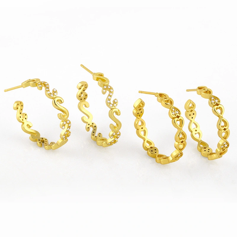 Clearance European and American simple large earrings earrings female cold style geometric C-shaped diamond earrings earrings female erv61