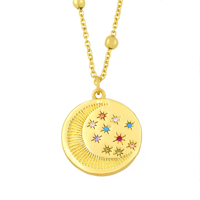 Clearance sale European and American fashion popular temperament personality diamond moon star women's necklace clavicle chain nks80