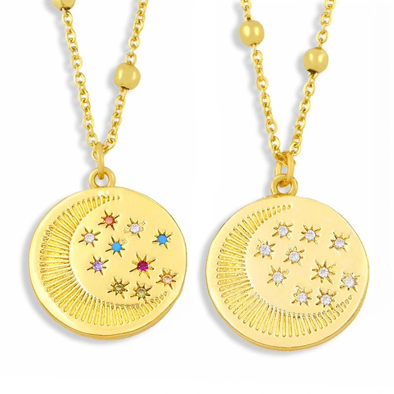 Clearance sale European and American fashion popular temperament personality diamond moon star women's necklace clavicle chain nks80