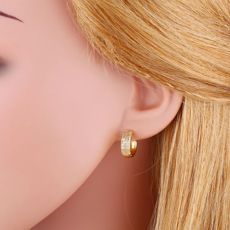 AS jewelry Korean version of the new fashion zircon ear buckle European and American exquisite crystal earrings simple versatile earrings erv79