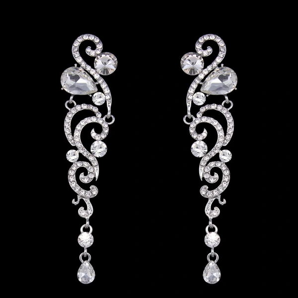 European and American popular bridal earrings jewelry long crystal tassel earrings ear studs wholesale erh69