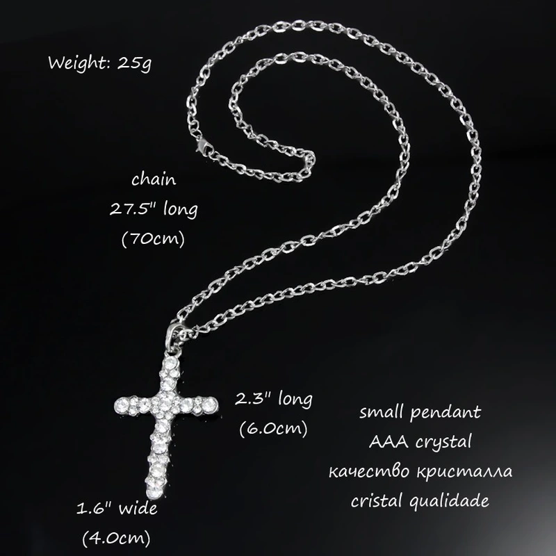 European and American hip-hop jewelry women's hip-hop diamond cross pendant necklace clavicle chain jewelry wholesale nkm78