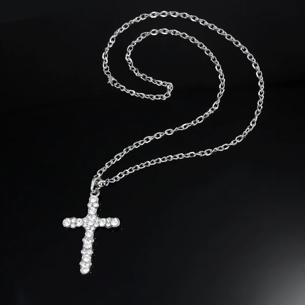 European and American hip-hop jewelry women's hip-hop diamond cross pendant necklace clavicle chain jewelry wholesale nkm78