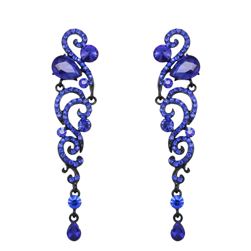 European and American popular bridal earrings jewelry long crystal tassel earrings ear studs wholesale erh69