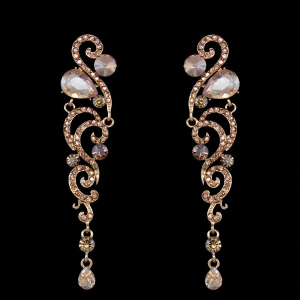 European and American popular bridal earrings jewelry long crystal tassel earrings ear studs wholesale erh69