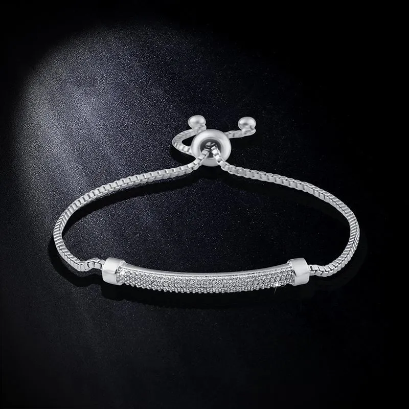 Hot selling fashion simple jewelry micro inlaid zircon full diamond bracelet box chain movable adjustable bracelet brk20