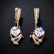 Micro-inlaid zircon electroplated real gold earrings new natural style earrings girls short earrings wholesale erj53