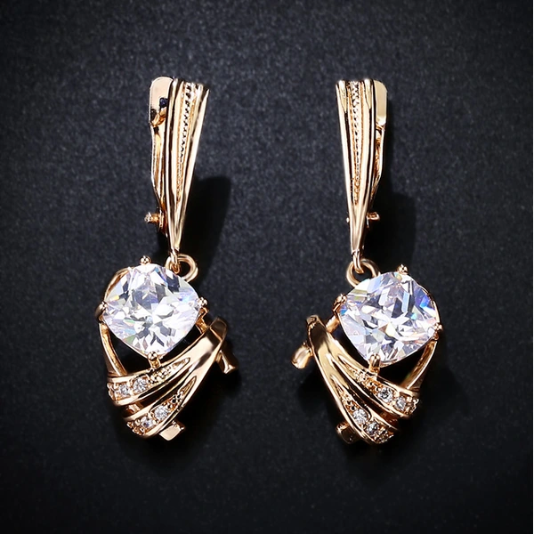 Micro-inlaid zircon electroplated real gold earrings new natural style earrings girls short earrings wholesale erj53