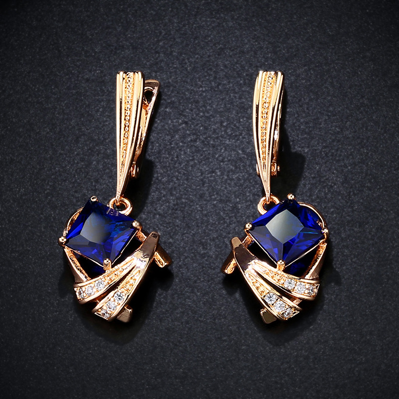 Micro-inlaid zircon electroplated real gold earrings new natural style earrings girls short earrings wholesale erj53