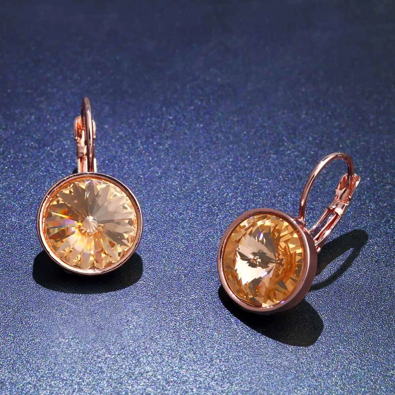 E-commerce specializes in European and American earrings AAA Swarovski diamond rose gold ear hooks Yiwu jewelry erj76