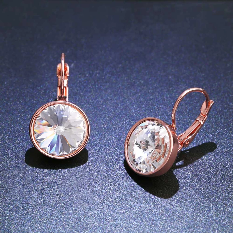 E-commerce specializes in European and American earrings AAA Swarovski diamond rose gold ear hooks Yiwu jewelry erj76