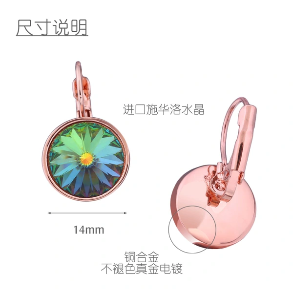 E-commerce specializes in European and American earrings AAA Swarovski diamond rose gold ear hooks Yiwu jewelry erj76