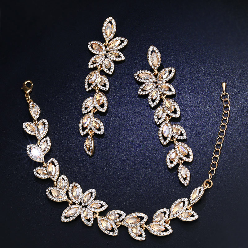 Source A imported rhinestone jewelry set high-end earrings and bracelets two-piece set direct sales bra02 jewelry