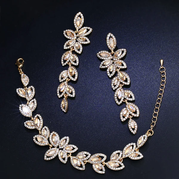Source A imported rhinestone jewelry set high-end earrings and bracelets two-piece set direct sales bra02 jewelry