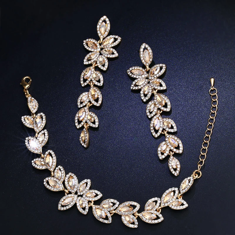 Source A imported rhinestone jewelry set high-end earrings and bracelets two-piece set direct sales bra02 jewelry