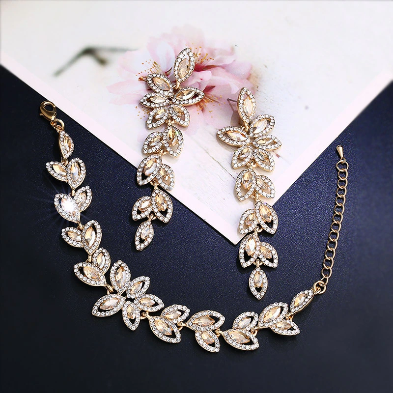 Source A imported rhinestone jewelry set high-end earrings and bracelets two-piece set direct sales bra02 jewelry