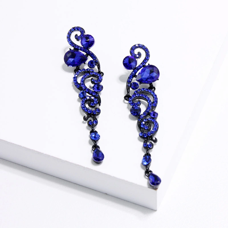 European and American popular bridal earrings jewelry long crystal tassel earrings ear studs wholesale erh69