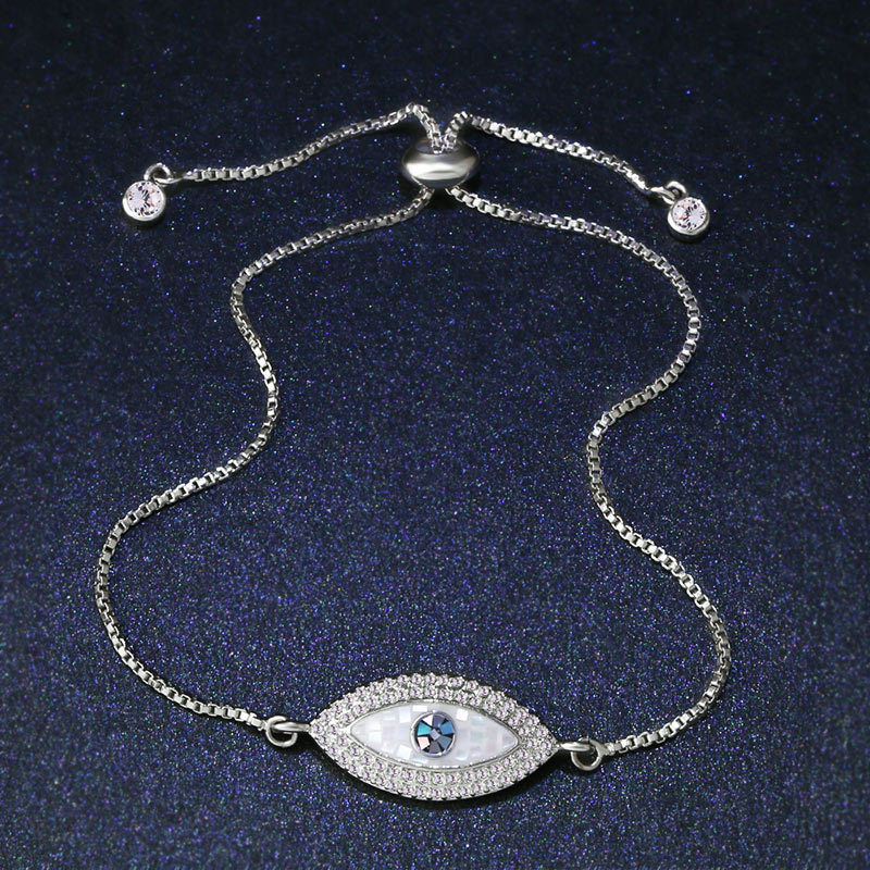 Hot selling copper micro inlaid zircon pull bracelet exotic devil eye jewelry bra04