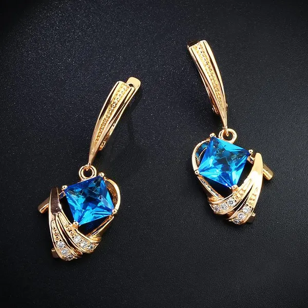 Micro-inlaid zircon electroplated real gold earrings new natural style earrings girls short earrings wholesale erj53