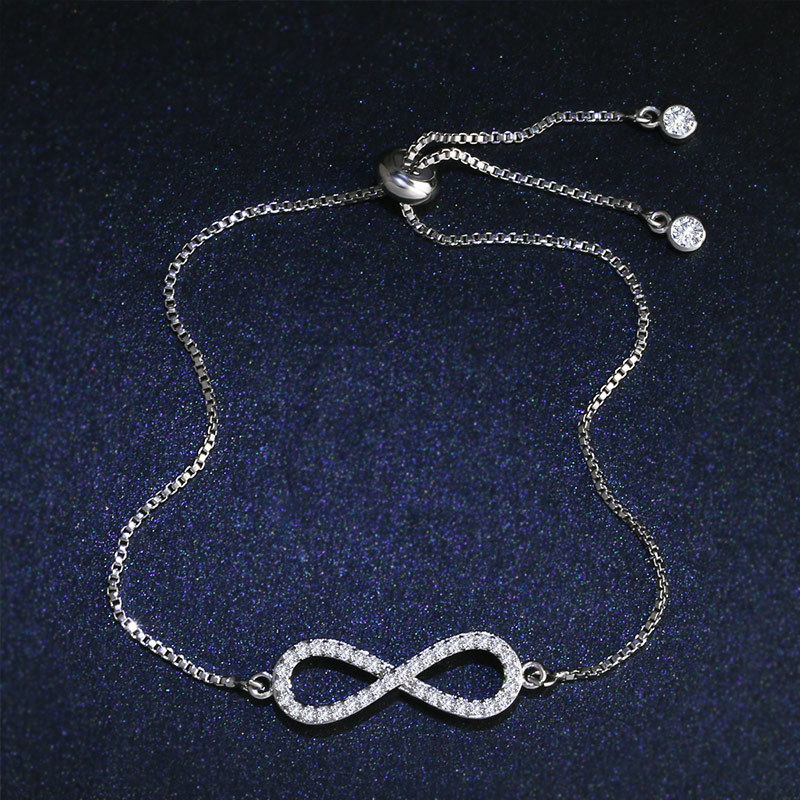 European and American minimalist fashion micro-inlaid zircon bracelet lucky number 8 infinite large hand jewelry direct sales bra07