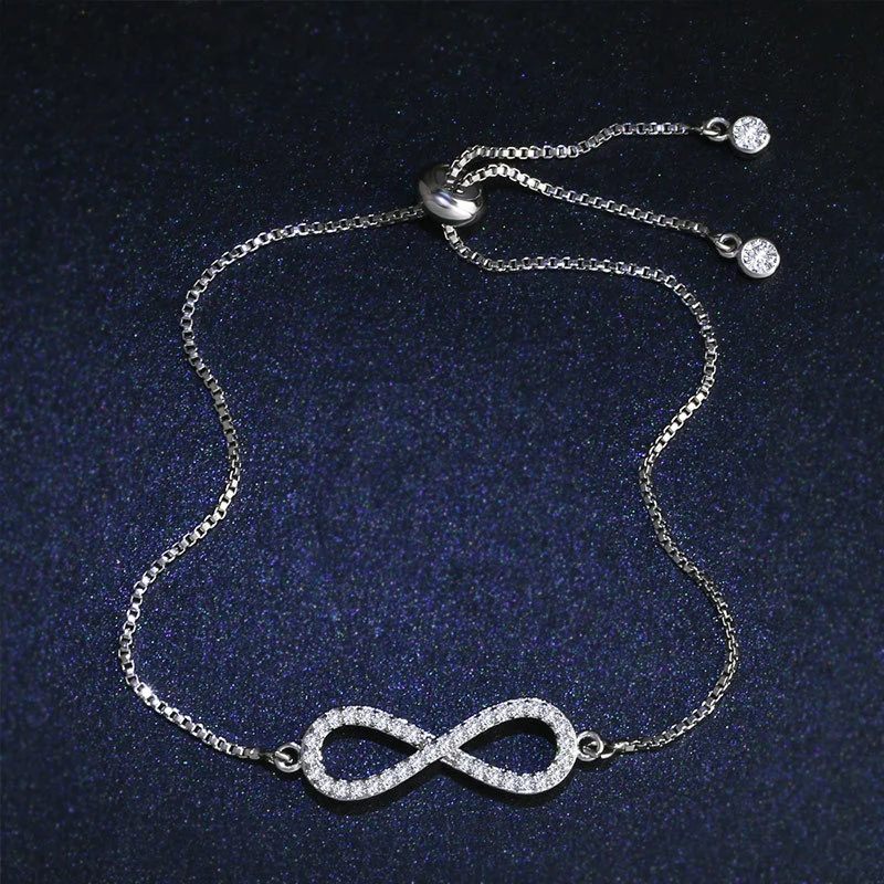 European and American minimalist fashion micro-inlaid zircon bracelet lucky number 8 infinite large hand jewelry direct sales bra07