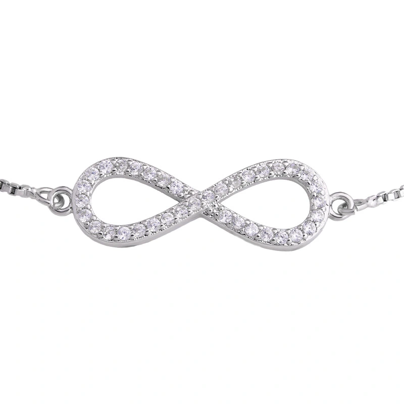 European and American minimalist fashion micro-inlaid zircon bracelet lucky number 8 infinite large hand jewelry direct sales bra07